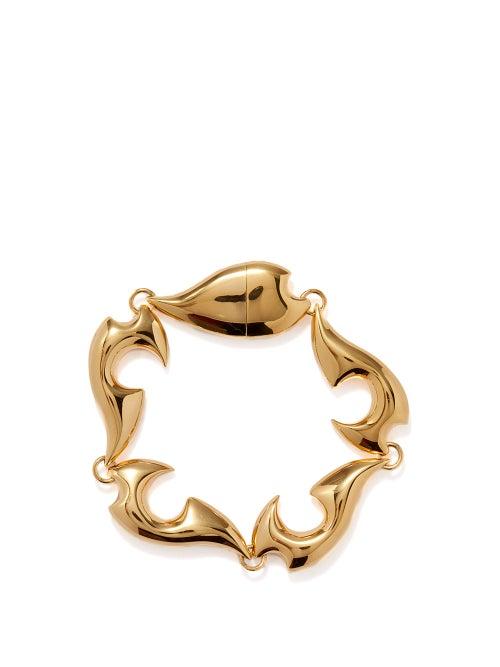 Bottega Veneta - Jagged Gold-plated Sterling-silver Bracelet - Womens - Yellow Gold