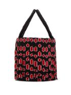 Matchesfashion.com Sensi Studio - Leopard Beaded Tassel Bucket Bag - Womens - Black Red
