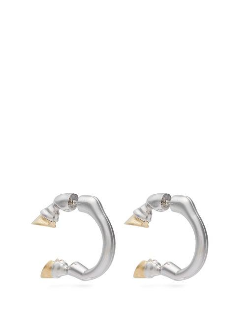 Matchesfashion.com Burberry - Horse Hoof Open Hoop Earrings - Womens - Silver Gold