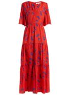 Matchesfashion.com Borgo De Nor - Teodora Floral Print Tired Dress - Womens - Red Print
