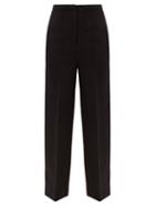 Totme - High-rise Wool Wide-leg Trousers - Womens - Black