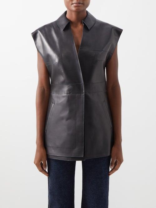 Wandler - Aimee Leather Sleeveless Jacket - Womens - Black