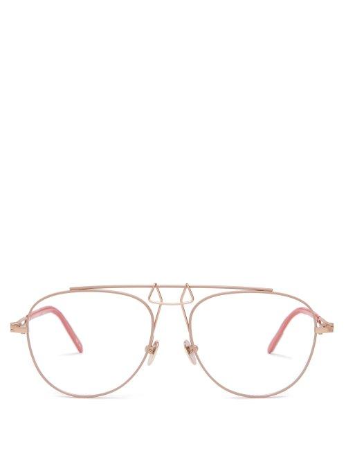 Matchesfashion.com Calvin Klein 205w39nyc - Square Aviator Frame Metal Glasses - Mens - Gold