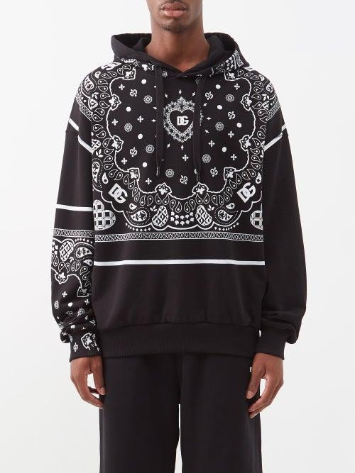 Dolce & Gabbana - Logo-print Cotton-jersey Hooded Sweatshirt - Mens - Black White