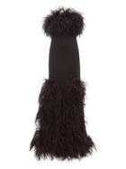 Saint Laurent - Ostrich Feather-trim Crepe Gown - Womens - Black