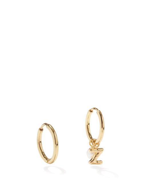 Completedworks - N-z Alphabet Charm Pearl & Gold-plated Earrings - Womens - Yellow Gold