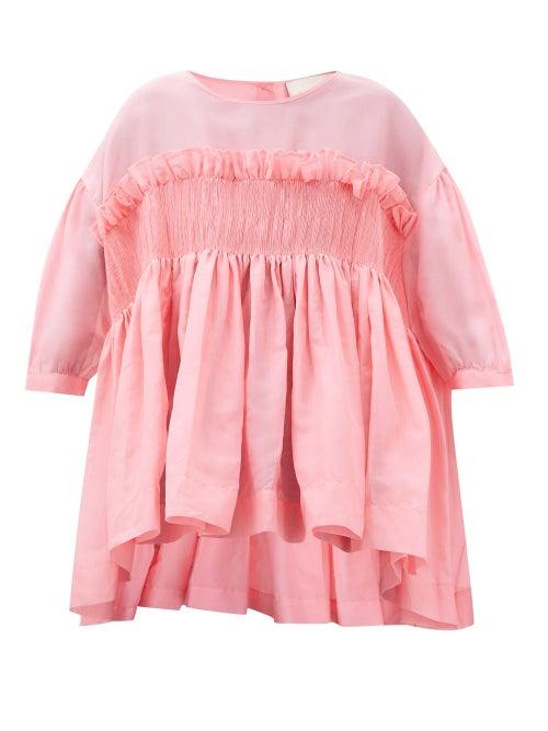 Molly Goddard - Fraser Smocked Organdy Top - Womens - Pink