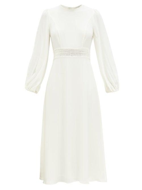 Matchesfashion.com Zimmermann - Lattice-waistband Crepe Midi Dress - Womens - Ivory