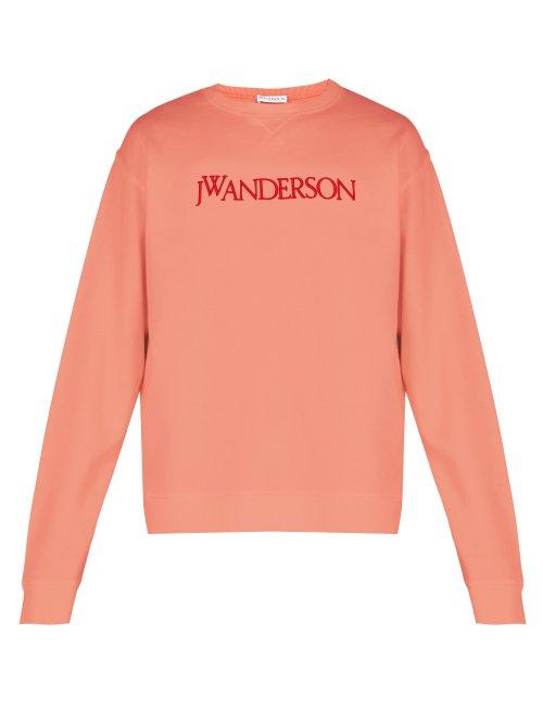 Matchesfashion.com Jw Anderson - Logo Embroidered Cotton Sweatshirt - Mens - Pink