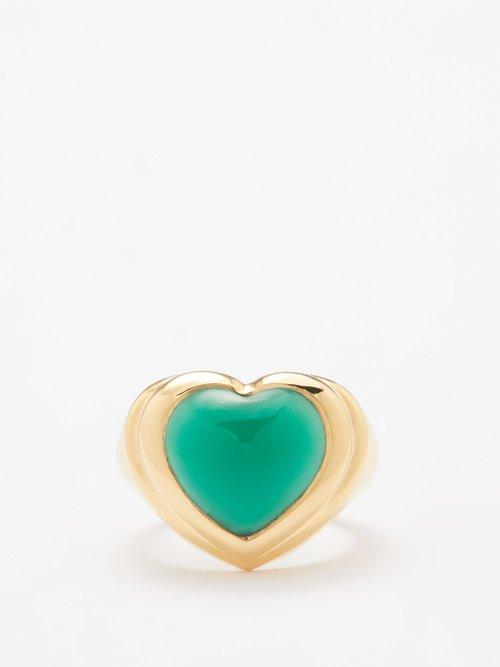Missoma - Heart Quartz & 18kt Recycled Gold-vermeil Ring - Womens - Green Gold