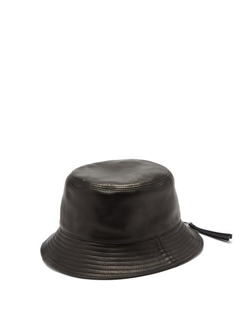 Matchesfashion.com Loewe - Zipped-brim Leather Bucket Hat - Womens - Black