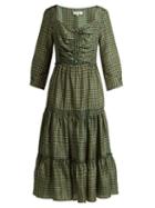 Matchesfashion.com Sea - Ethno Pop Tiered Washed Silk Midi Dress - Womens - Green Multi