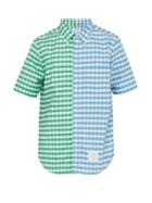 Matchesfashion.com Thom Browne - Gingham Panelled Cotton Shirt - Mens - Blue