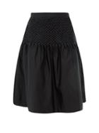 Matchesfashion.com Merlette - Hellebore Smocked Cotton-blend Satin Skirt - Womens - Black