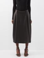 Balenciaga - Stitched-waist Leather Skirt - Womens - Black