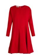 Marni Flared-hem Long-sleeved Silk And Wool-blend Dress