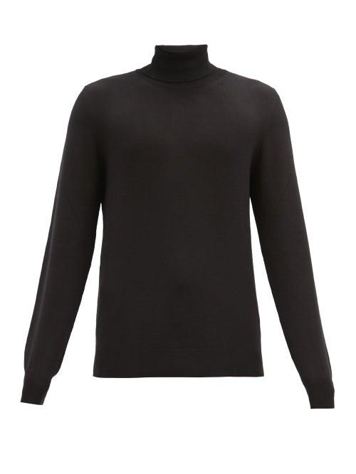 Matchesfashion.com Maison Margiela - Elbow-patch Roll-neck Cotton-blend Sweater - Mens - Black