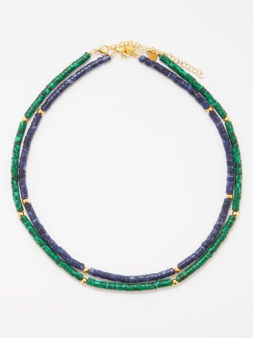 Hermina Athens - Set Of Two Malachite & Lapis Lazuli Necklaces - Womens - Multi