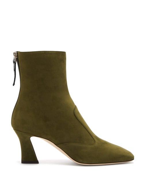 Matchesfashion.com Fendi - Ffreedom Square Toe Suede Boots - Womens - Khaki