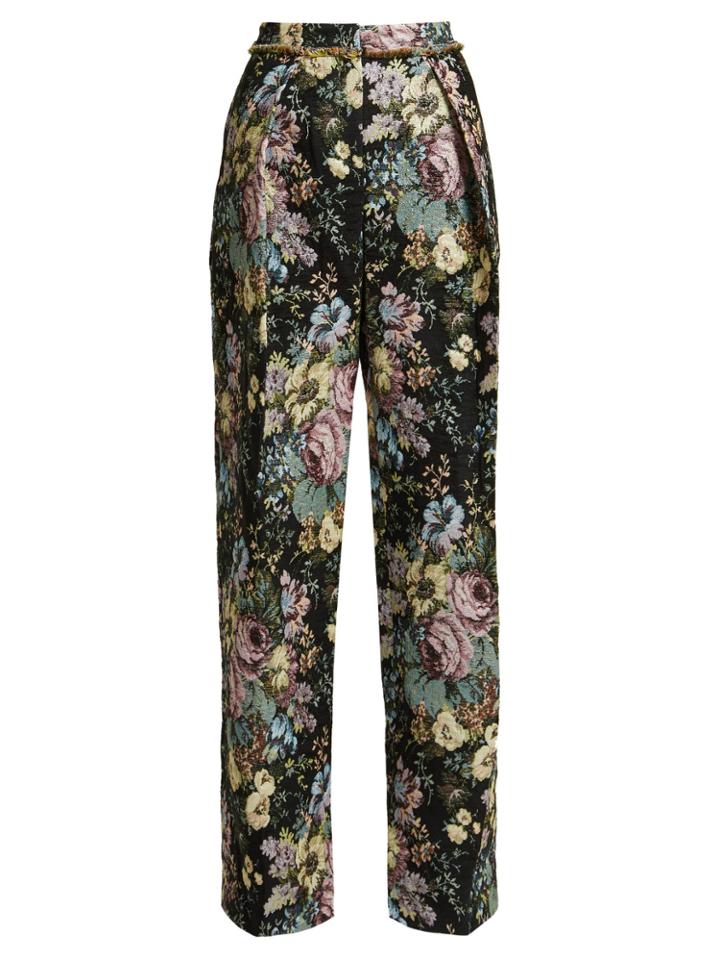 Preen By Thornton Bregazzi Maggie Floral Jacquard Wide-leg Trousers