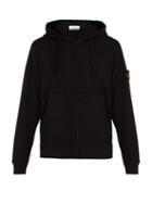 Matchesfashion.com Stone Island - Zip Through Cotton Hooded Sweatshirt - Mens - Black