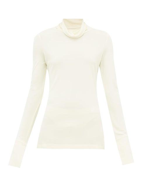Matchesfashion.com Joseph - Roll Neck Crepe Blouse - Womens - Cream