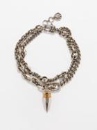 Alexander Mcqueen - Skull-pendant Silver Bracelet - Mens - Silver