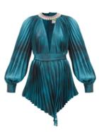 Alexandre Vauthier - Crystal-collar Pleated-crepe Mini Dress - Womens - Dark Blue