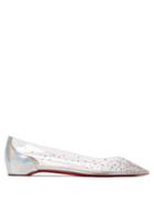 Matchesfashion.com Christian Louboutin - Degrastrass Crystal Embellished Pvc Pumps - Womens - Silver
