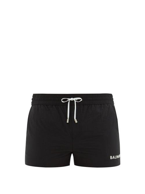 Matchesfashion.com Balmain - Logo Embroidered Swim Shorts - Mens - Black