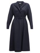 Matchesfashion.com The Row - Tula Belted Wool Shirt Dress - Womens - Navy