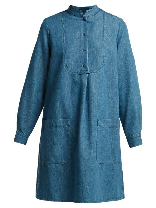 Matchesfashion.com A.p.c. - Bib Front Denim Dress - Womens - Light Blue