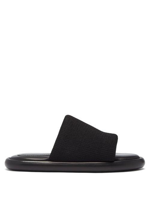 Matchesfashion.com Proenza Schouler - Knit-strap Leather Slides - Womens - Black