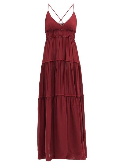 Matchesfashion.com Three Graces London - Chloe Tiered Maxi Dress - Womens - Dark Red