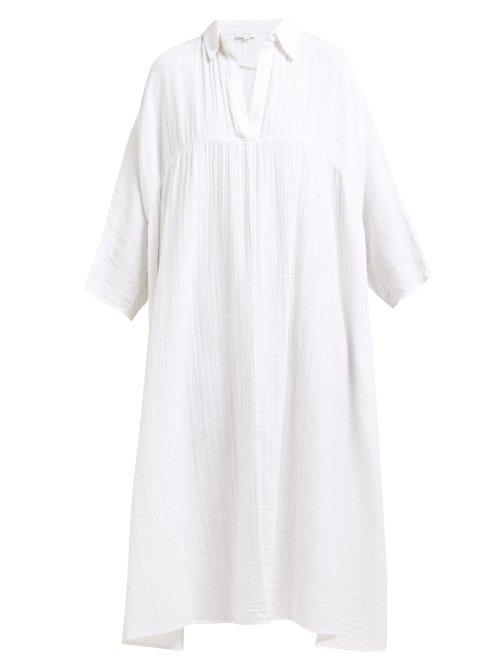 Matchesfashion.com Rhode Resort - Leo Crinkle Cotton Gauze Dress - Womens - White