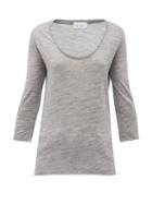 Matchesfashion.com Raey - Scoop-neck Wool-jersey T-shirt - Womens - Grey