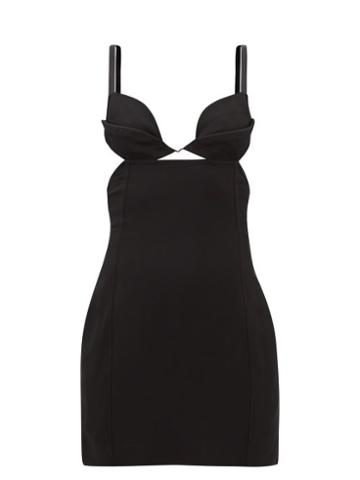 Nensi Dojaka - Cutout-side Twill Mini Dress - Womens - Black