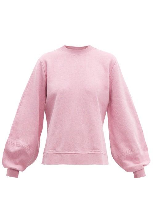 Matchesfashion.com Ganni - Isoli Balloon Sleeved Cotton Sweatshirt - Womens - Pink