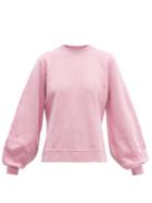 Matchesfashion.com Ganni - Isoli Balloon Sleeved Cotton Sweatshirt - Womens - Pink