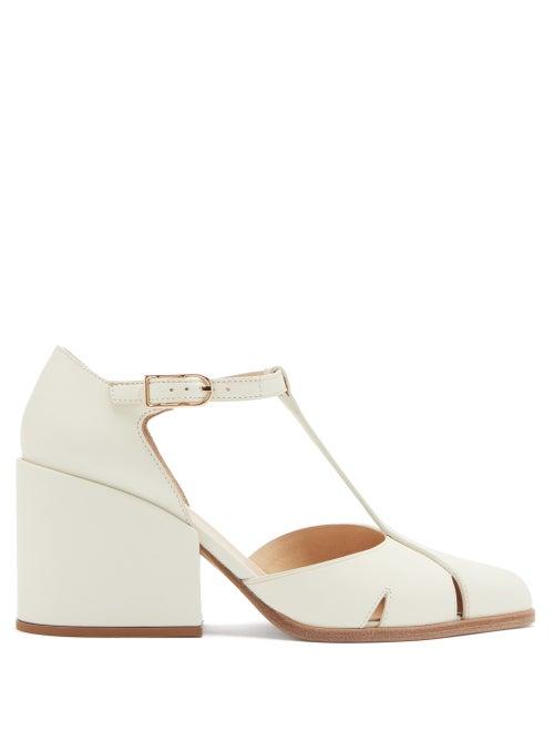 Matchesfashion.com Gabriela Hearst - Hawes T-bar Cutout Leather Pumps - Womens - Cream