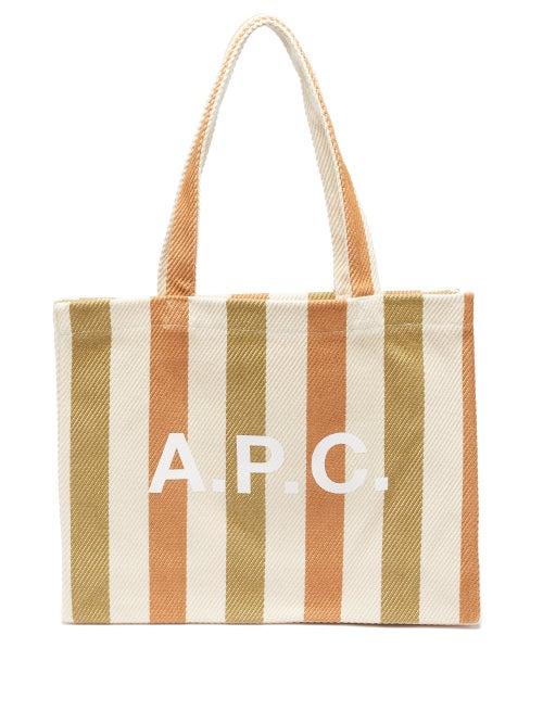 Matchesfashion.com A.p.c. - Diane Logo-print Striped Canvas Tote Bag - Womens - Green Stripe