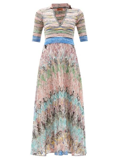 Matchesfashion.com Missoni - Collared Ribbed Maxi Dress - Womens - Multi