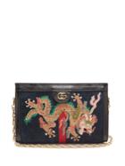 Gucci Ophidia Dragon-embroidered Suede Shoulder Bag