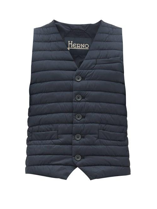 Matchesfashion.com Herno - Buttoned Quilted Gilet - Mens - Navy