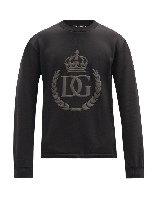 Matchesfashion.com Dolce & Gabbana - Rubberised 3d Logo Cotton-jersey Sweatshirt - Mens - Black