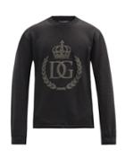Matchesfashion.com Dolce & Gabbana - Rubberised 3d Logo Cotton-jersey Sweatshirt - Mens - Black