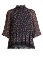 See By Chloé Rose-print Dropped-waist Georgette Top