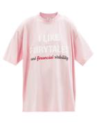 Ladies Rtw Vetements - I Like Fairytales Oversized Cotton-blend T-shirt - Womens - Light Pink