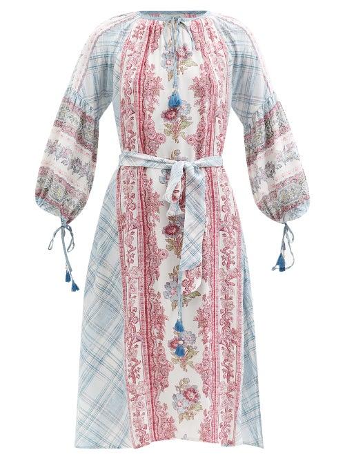 D'ascoli - Odette Floral-print Silk-crepe Dress - Womens - Pink Multi