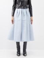 Alexander Mcqueen - Pleated Faille Midi Skirt - Womens - Light Blue